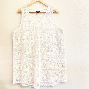Apt‎ 9 Swim Cover Up Size XL White Lace V Neck Sleeveless Beach